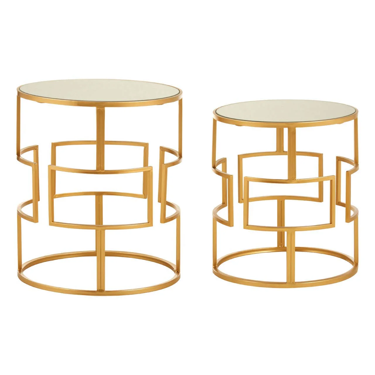Avantis Set Of 2 Gold Metal/Round Side Tables