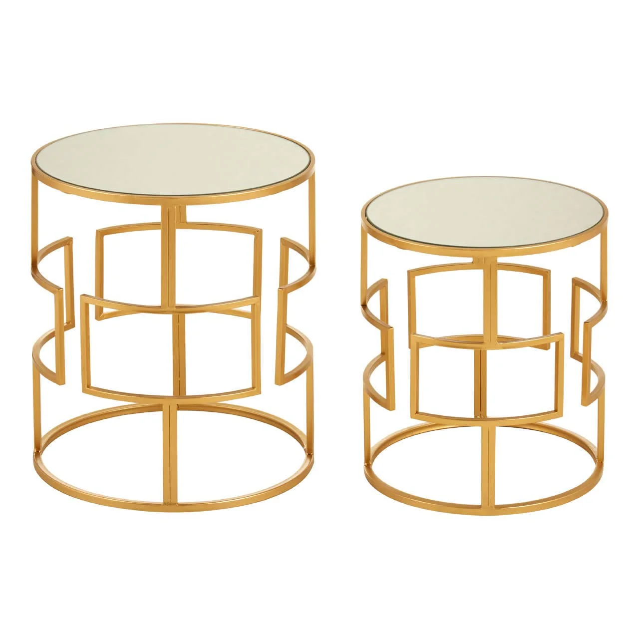 Avantis Set Of 2 Gold Metal/Round Side Tables - Image 2