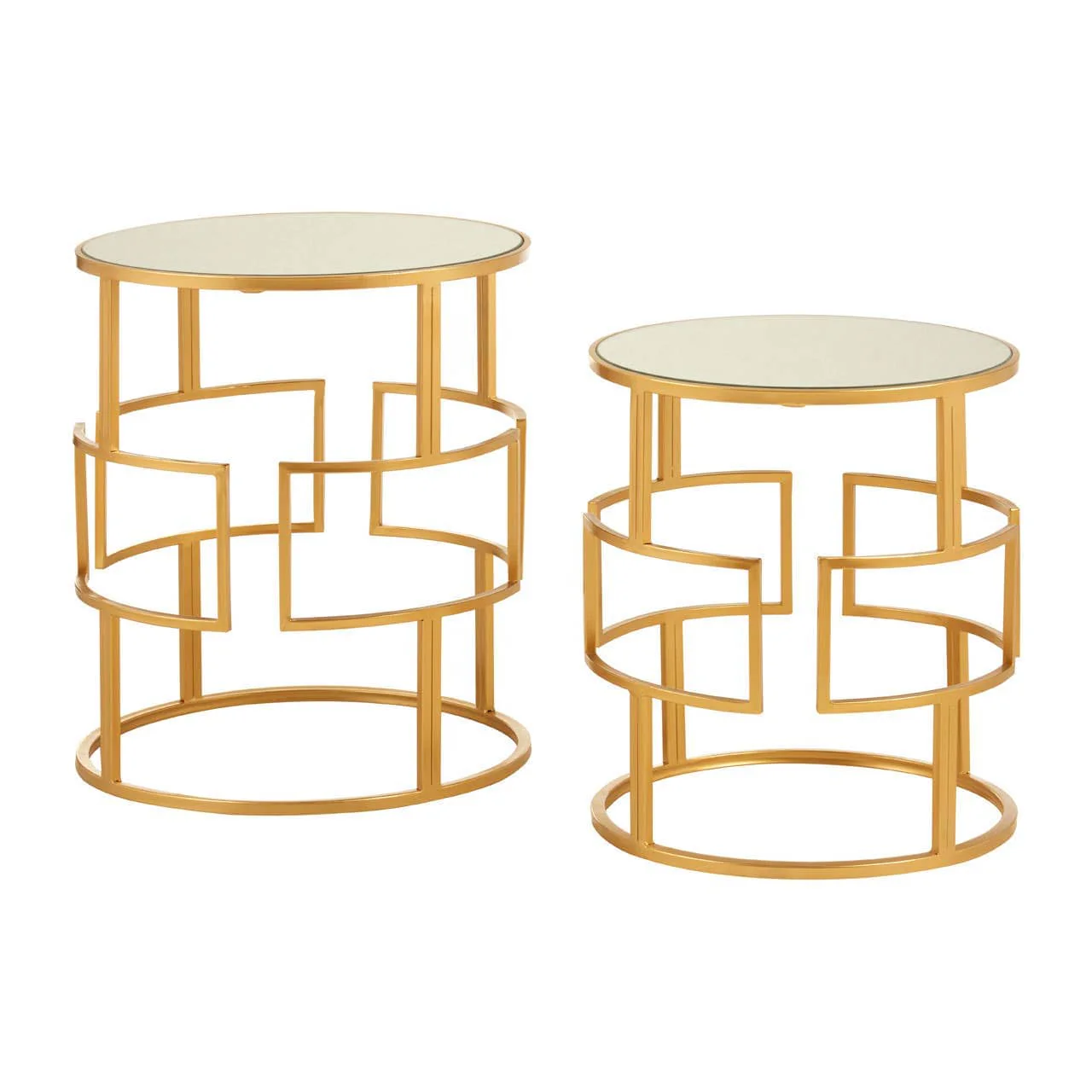 Avantis Set Of 2 Gold Metal/Round Side Tables - Image 3