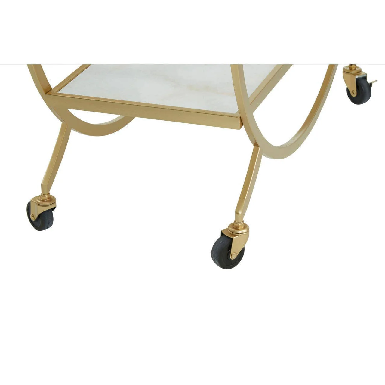 Avantis White Marble And Gold 2 Tier Drinks Trolley - Image 2
