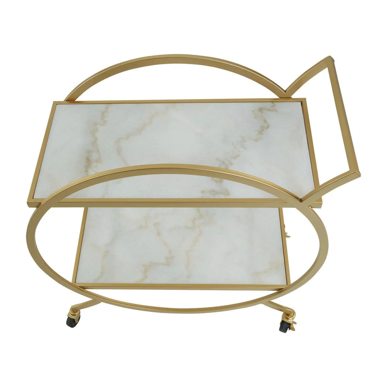 Avantis White Marble And Gold 2 Tier Drinks Trolley - Image 5
