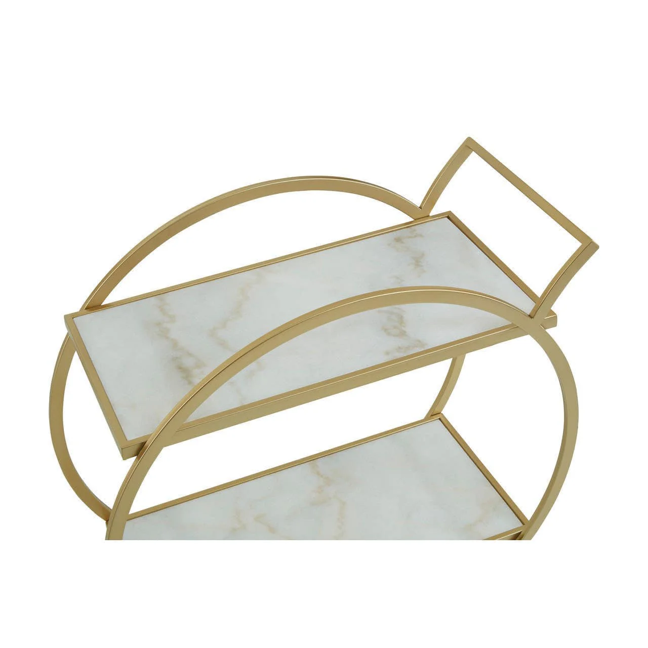 Avantis White Marble And Gold 2 Tier Drinks Trolley - Image 8
