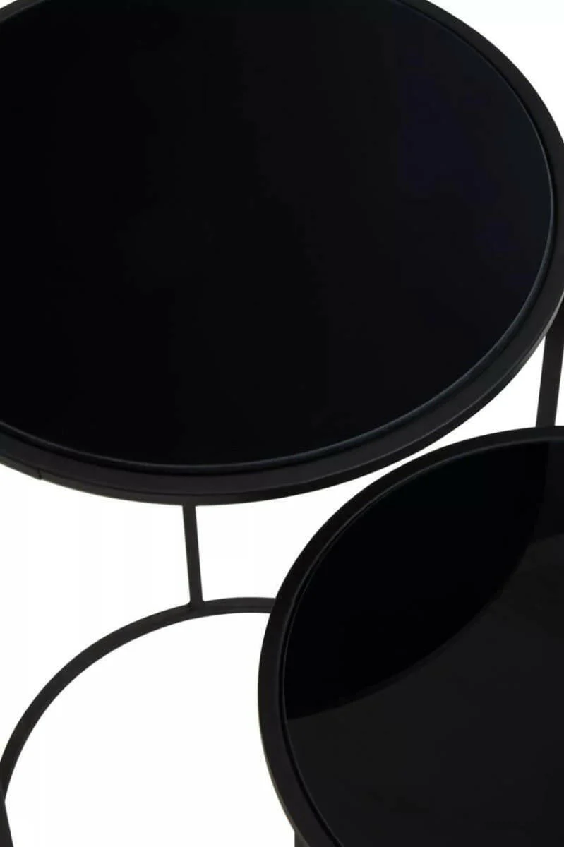 Avento Set Of Two Round Black Plant Stands - Image 3