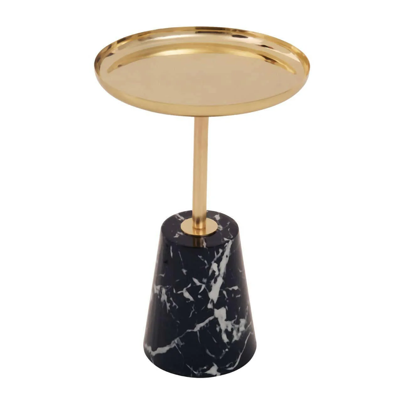 Avola Gold Side Table Black Marble Effect Base - Image 2