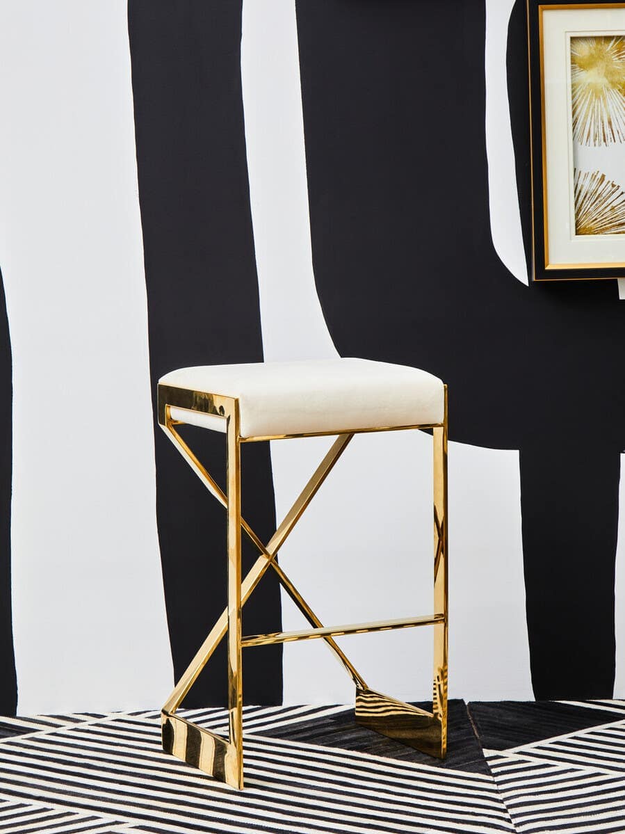 Azalea Ivory And Gold Finish Bar Stool - Image 4