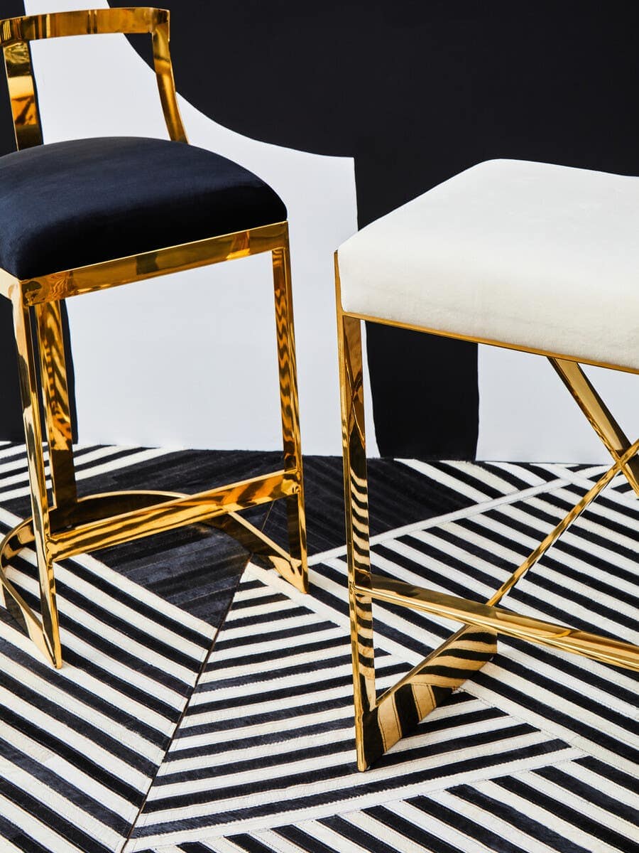 Azalea Ivory And Gold Finish Bar Stool - Image 6