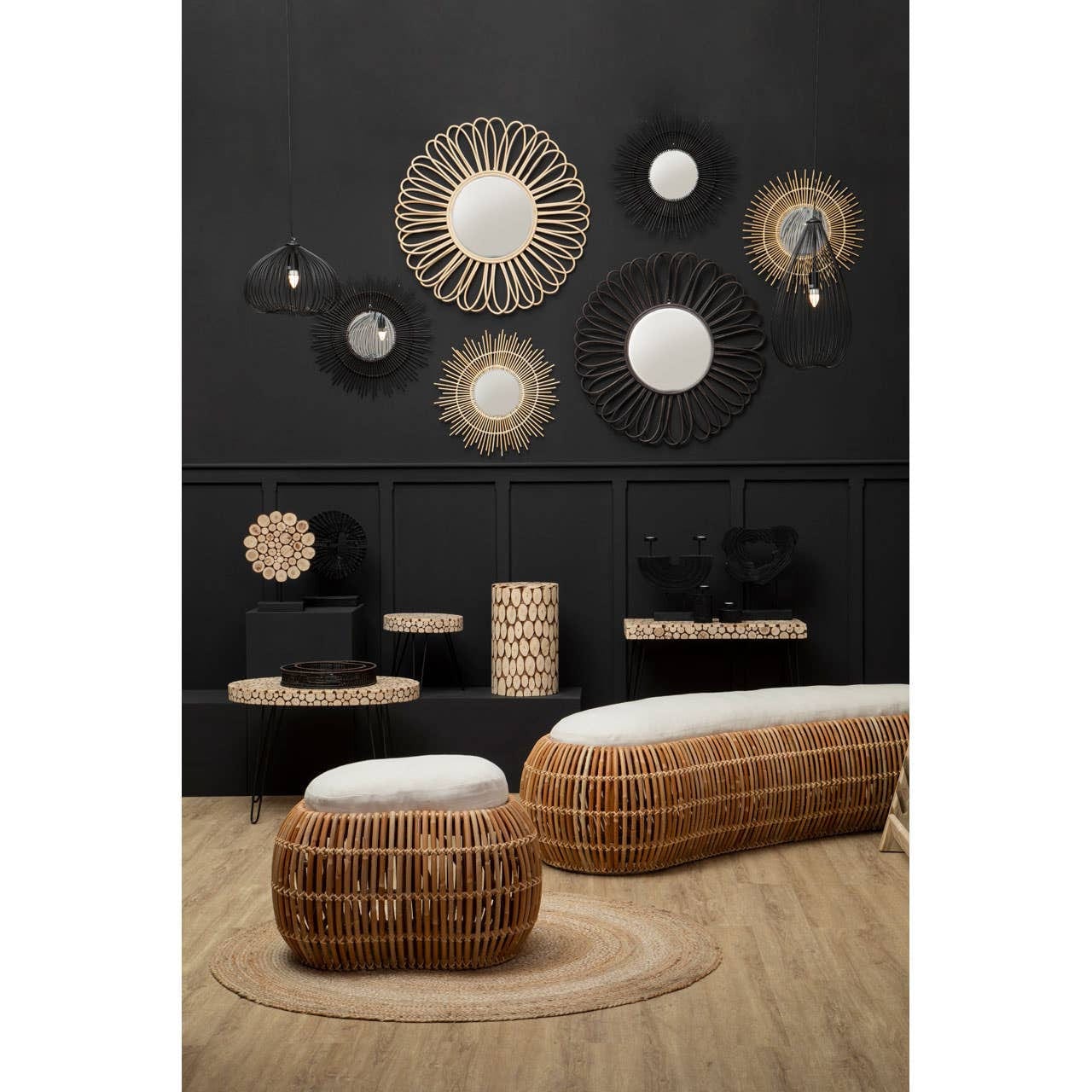 Batu Rattan Black Circular Wall Mirror - Image 3