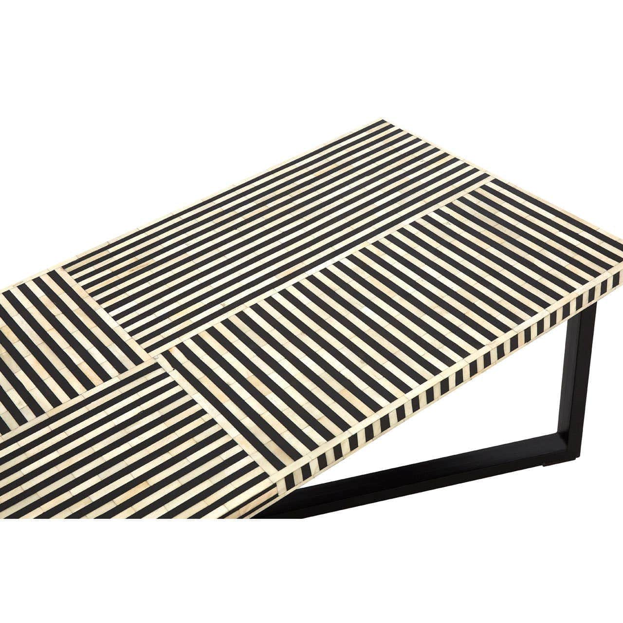 Boho Black and White Bone Inlay Coffee Table - Image 5