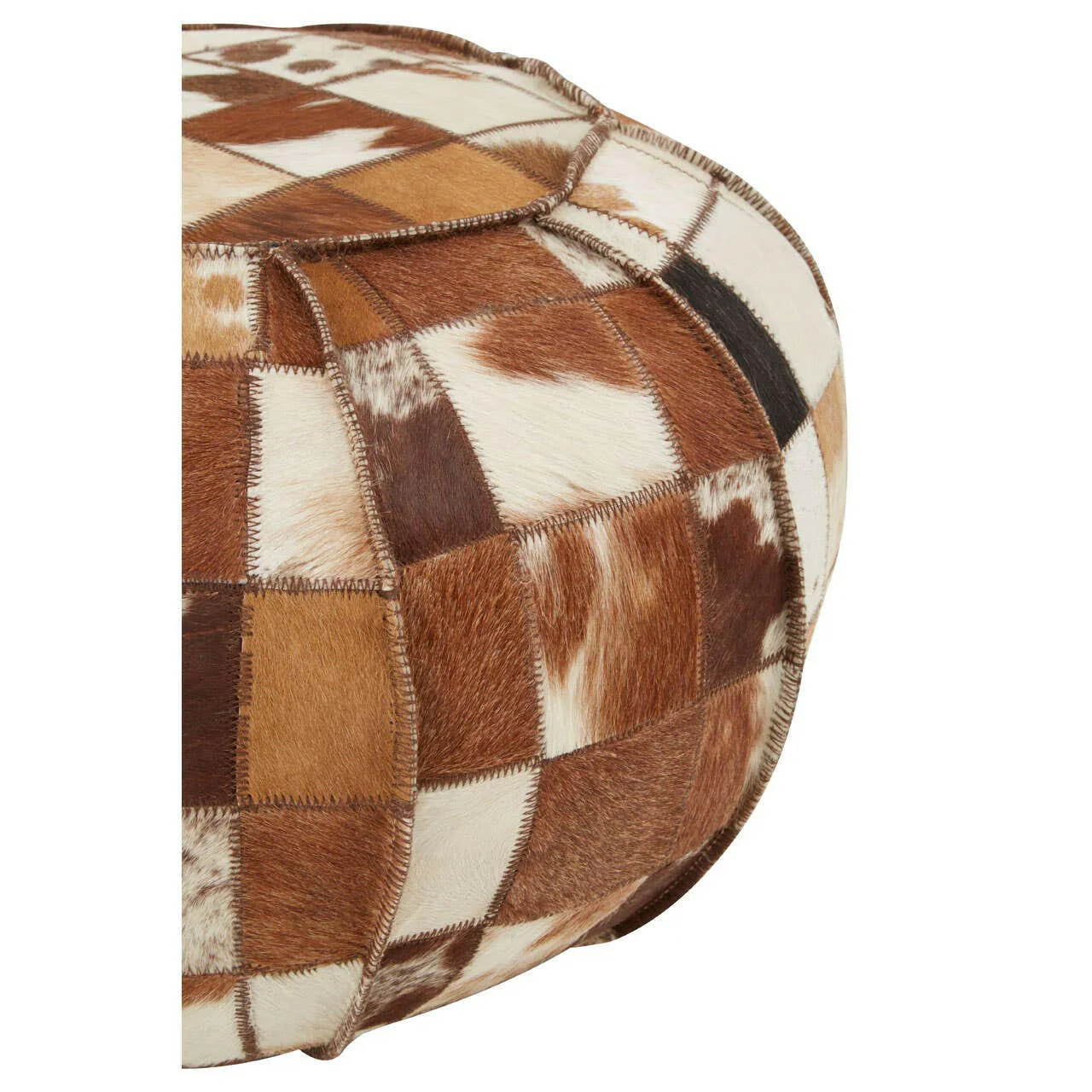 Buffalo Multicolour Leather Pouffe - Image 3