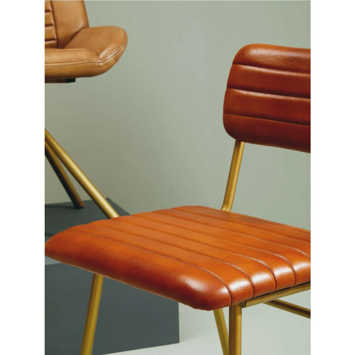 Buffalo Tan Leather Angular Dining Chair - Image 9