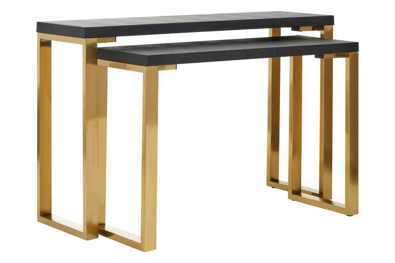 Cardoba Set Of Two Black Shagreen Console Tables - Image 3