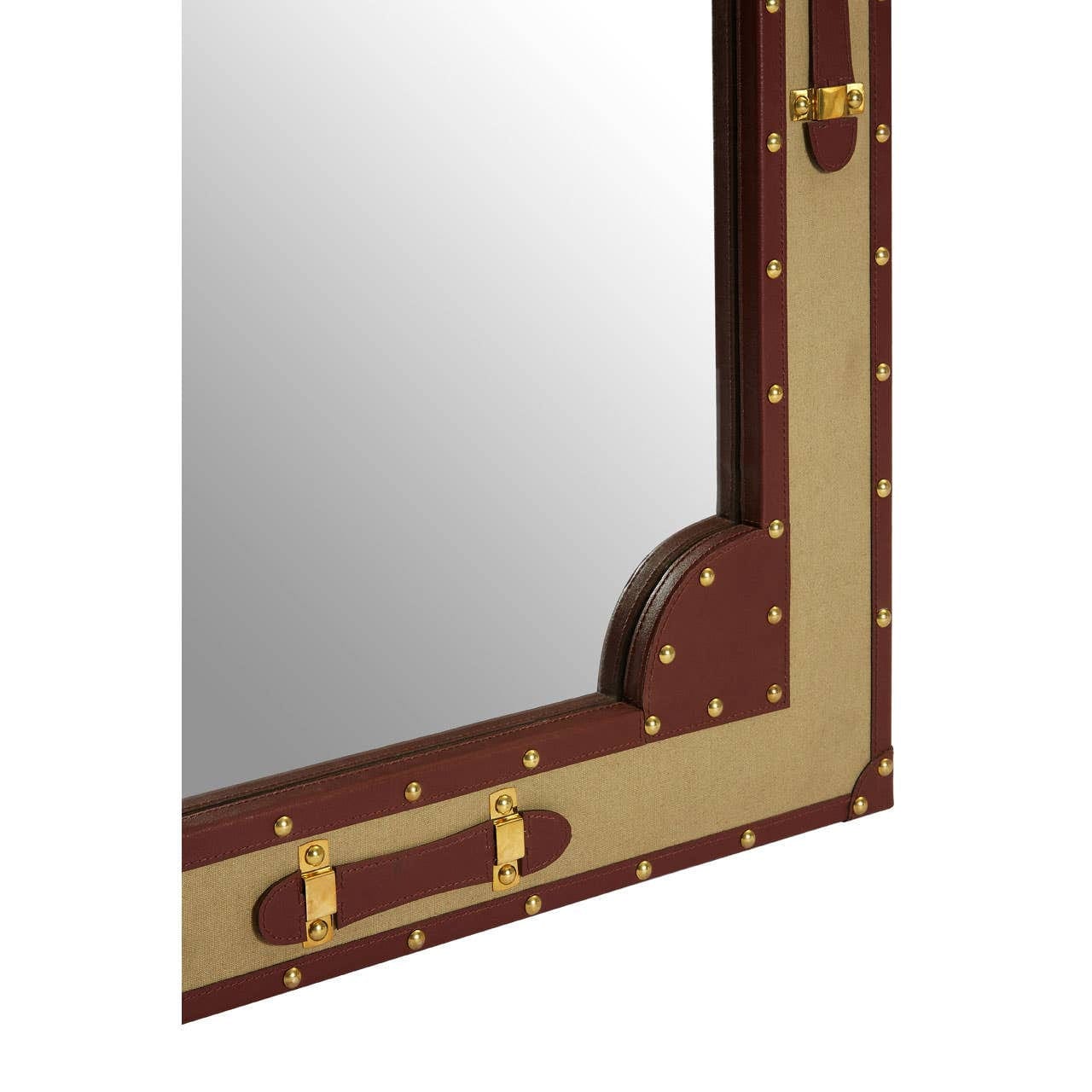 Columbus Canvas And Leather Trim Wall Mirror - Image 4