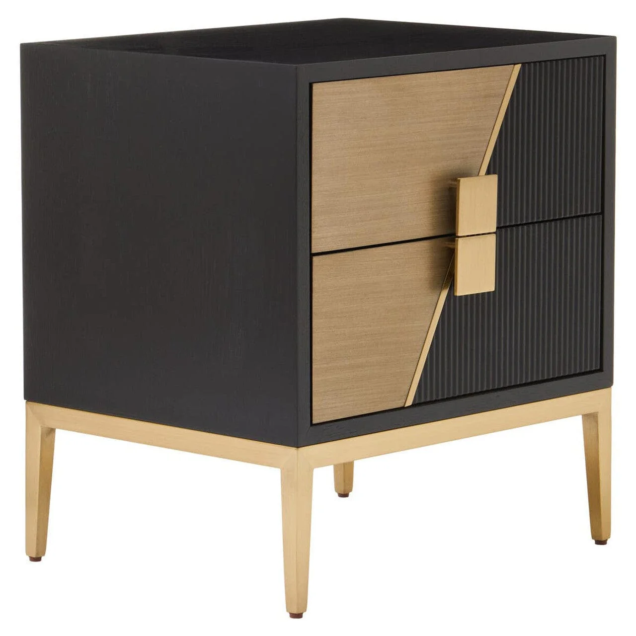 Davoli Black and Gold Two Drawer Side Table - Image 7