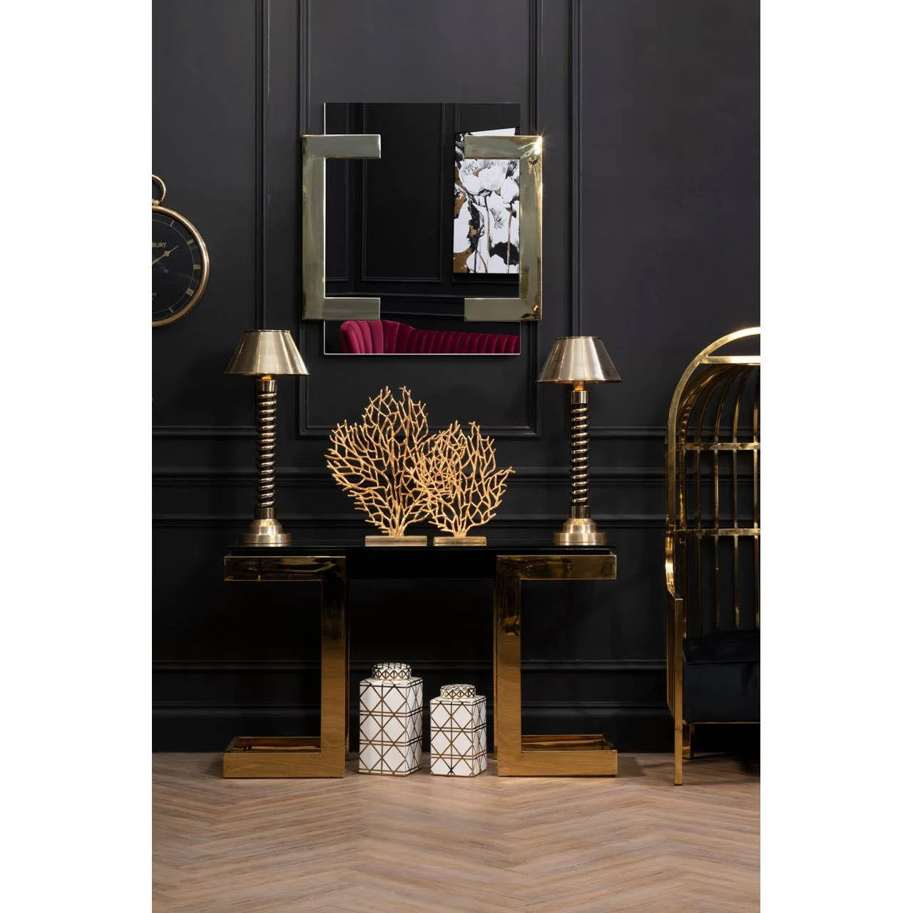 Deana Gold and Black Console Table - Image 4