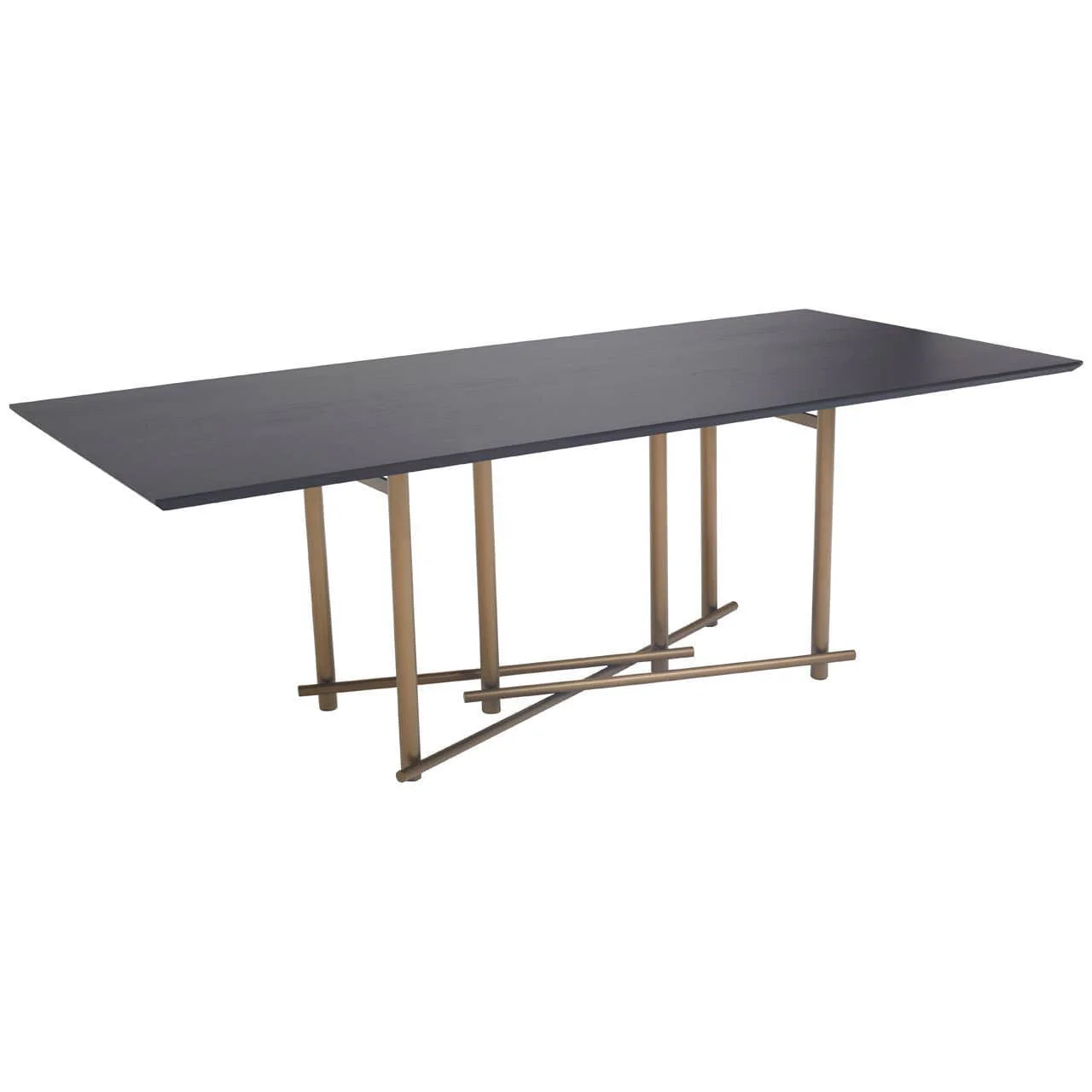 Delta Walnut Veneer Dining Table with Brushed Brass Legs - Image 2