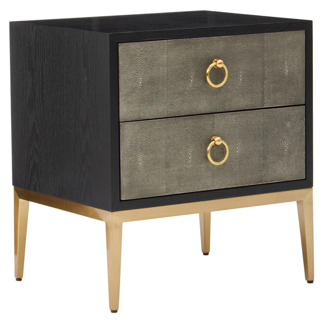 Deruta Two Drawer Grey Shagreen Effect Side Table - Image 4