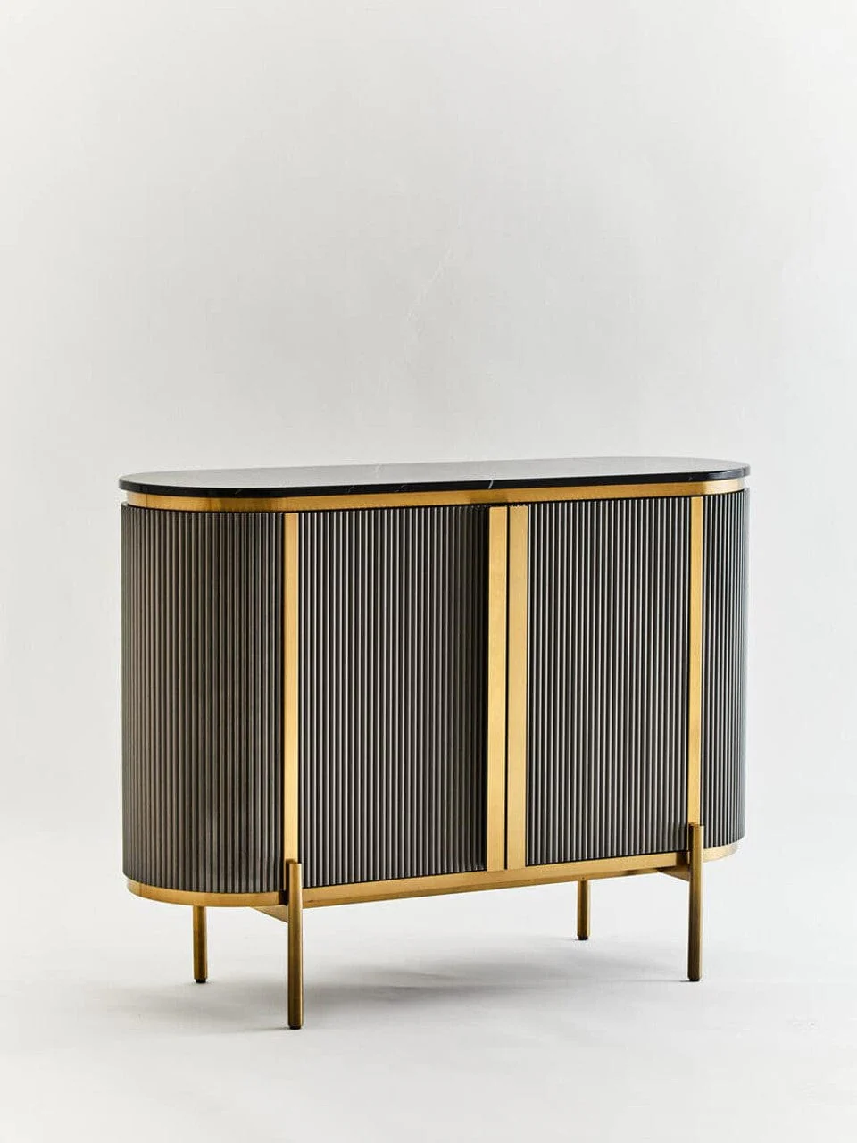 Dervio Grey Two Door Sideboard with Black Marble Top - Image 10