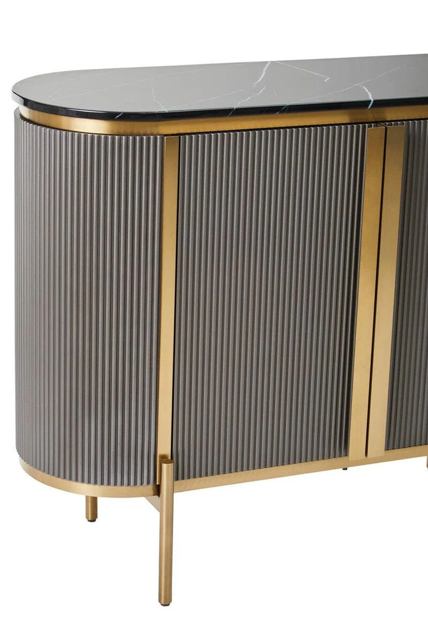 Dervio Grey Two Door Sideboard with Black Marble Top - Image 13