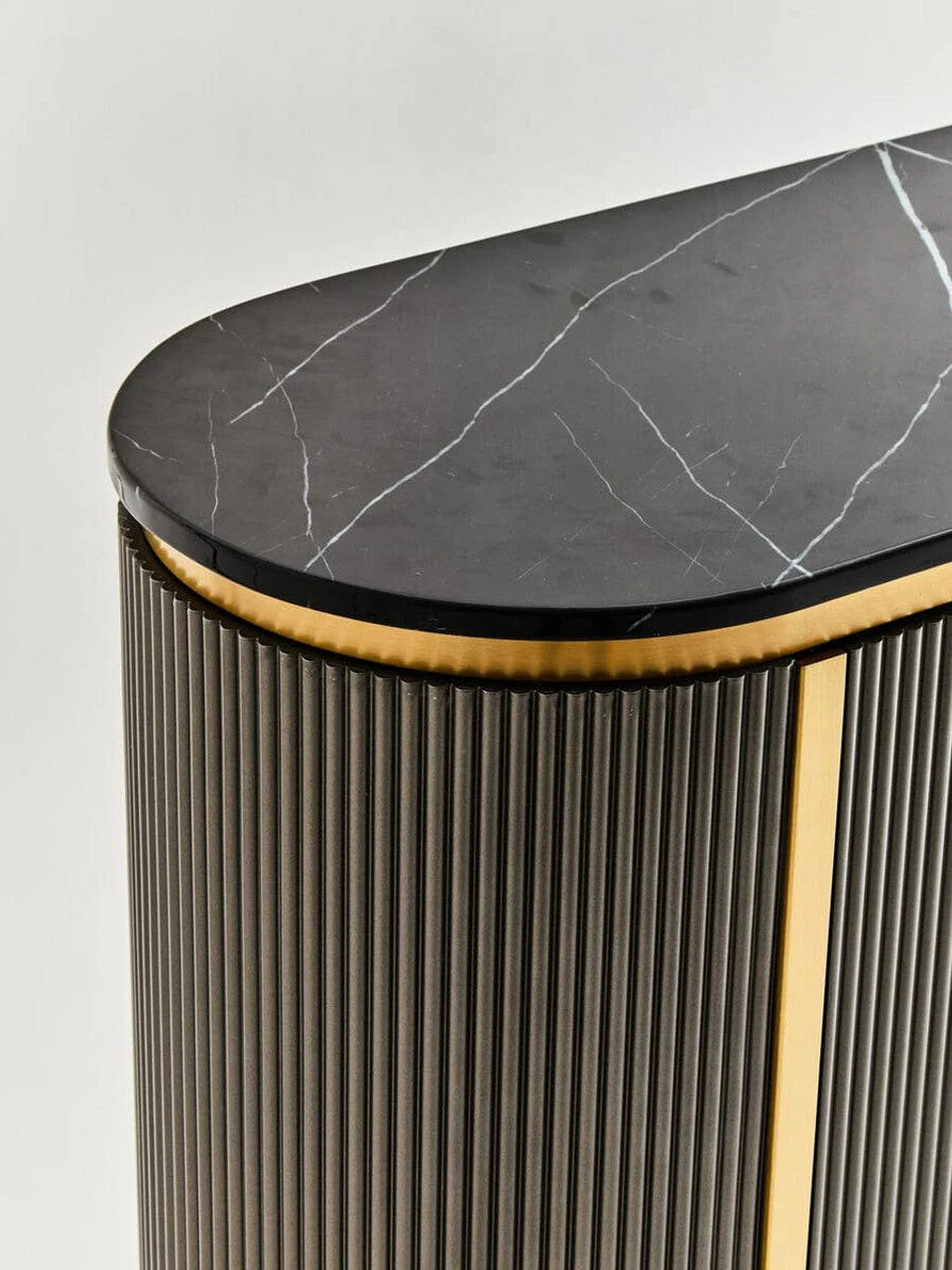 Dervio Grey Two Door Sideboard with Black Marble Top - Image 7