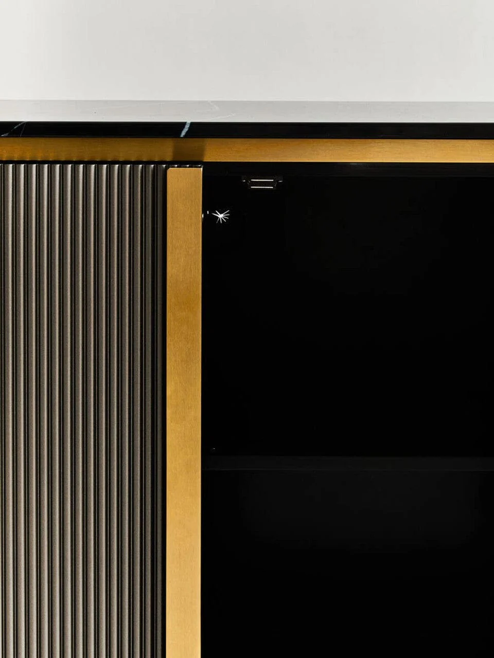 Dervio Grey Two Door Sideboard with Black Marble Top - Image 9