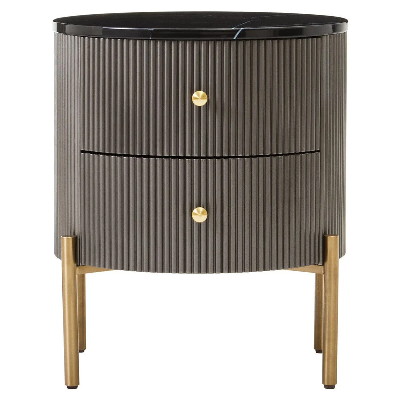 Dervio Grey Two Drawer Chest with Black Marble Top