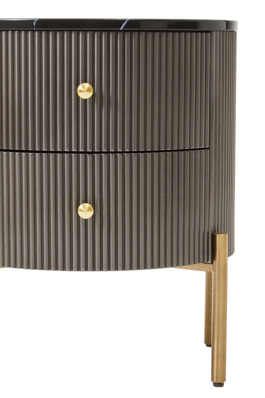 Dervio Grey Two Drawer Chest with Black Marble Top - Image 5