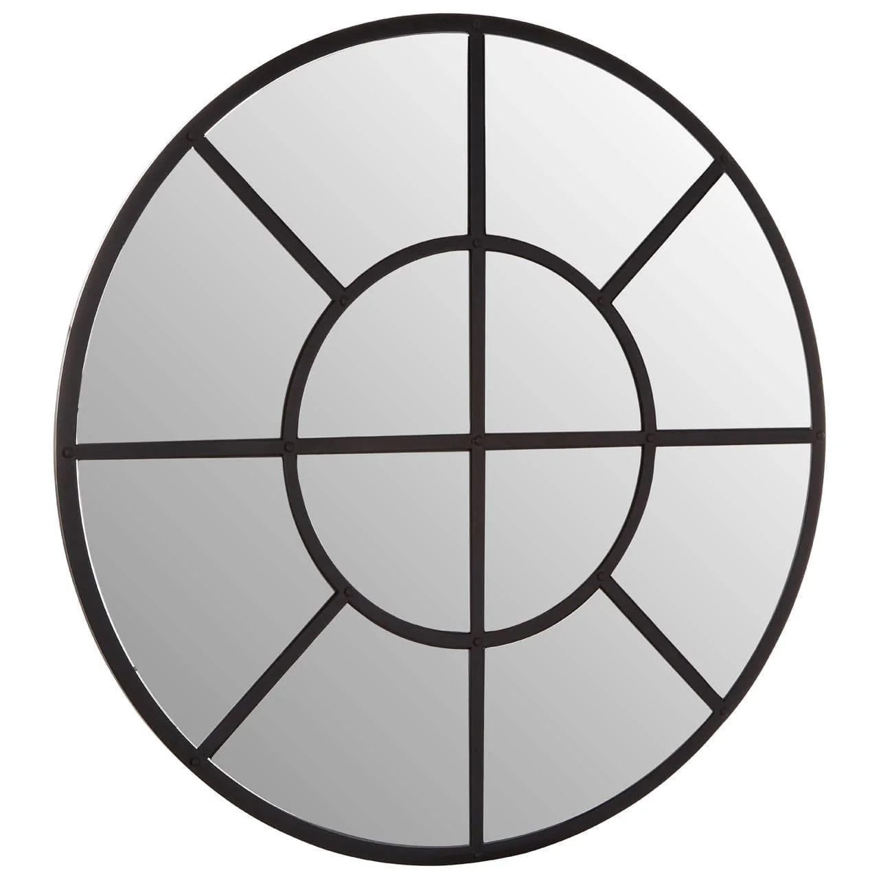 Descartes Black Finish Round Wall Mirror - Image 2