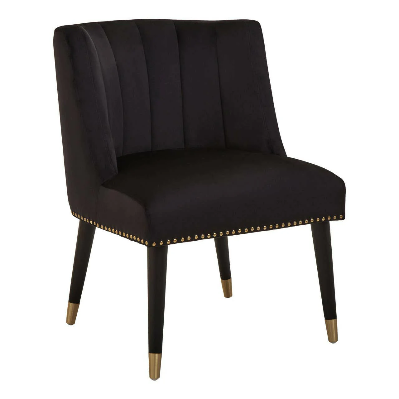 Doucet Black Velvet Chair With Black Legs - Image 2