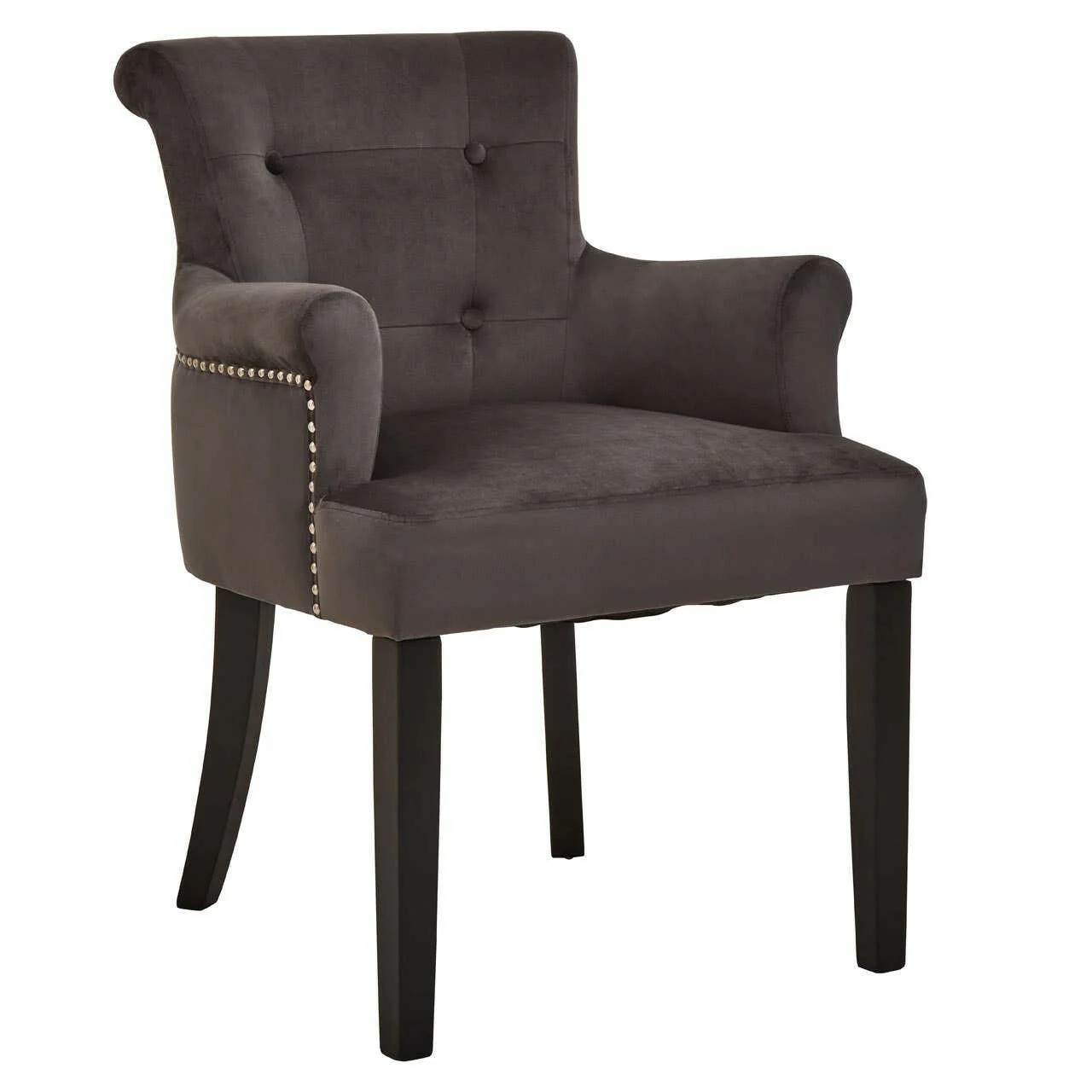 Doucet Grey Velvet Chair With Ring Back - Image 2