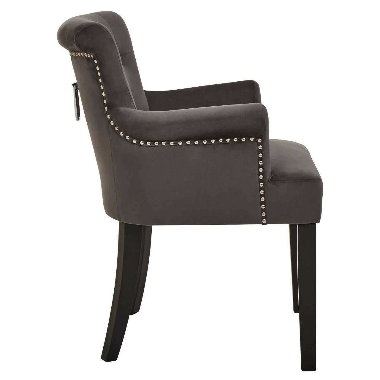Doucet Grey Velvet Chair With Ring Back - Image 3