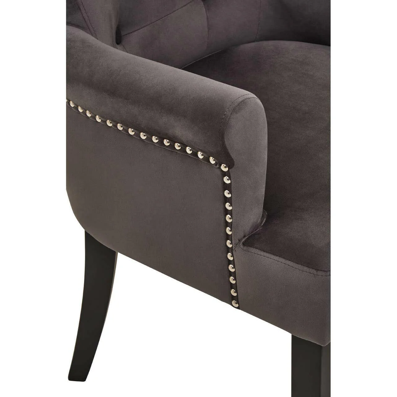 Doucet Grey Velvet Chair With Ring Back - Image 6