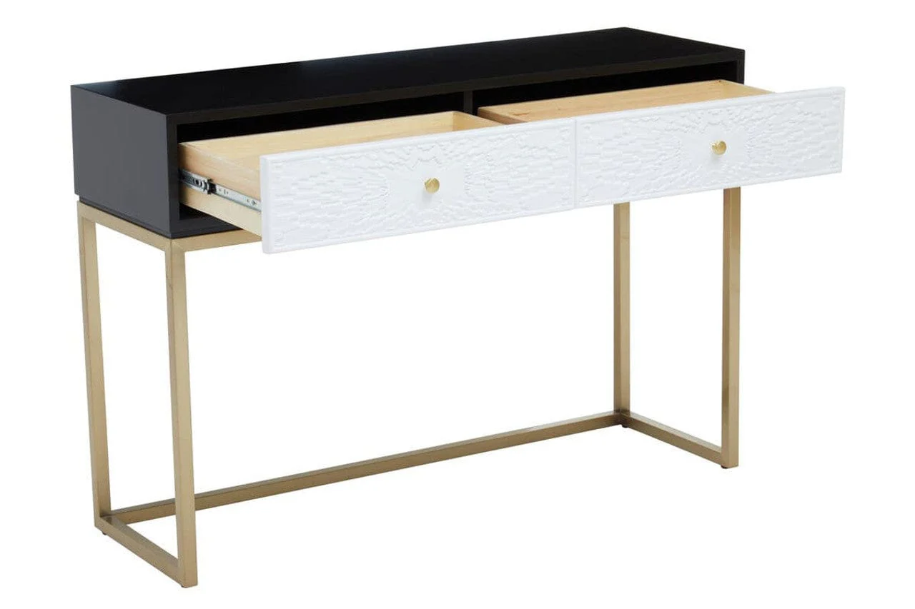 Dumas Black and White Console Table with Drawers - Image 11