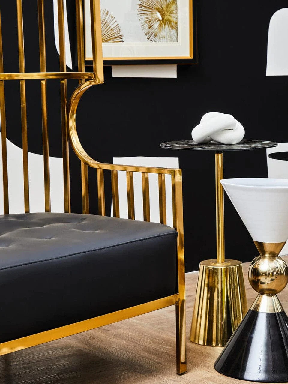 Eliza Gold Dome Cage Two Seat Sofa - Image 8