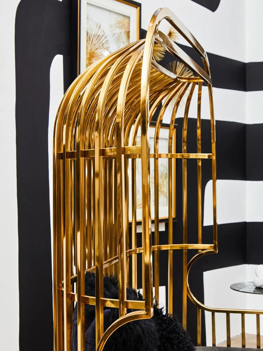 Eliza Two Seat Dome Cage Gold Finish Sofa - Image 5