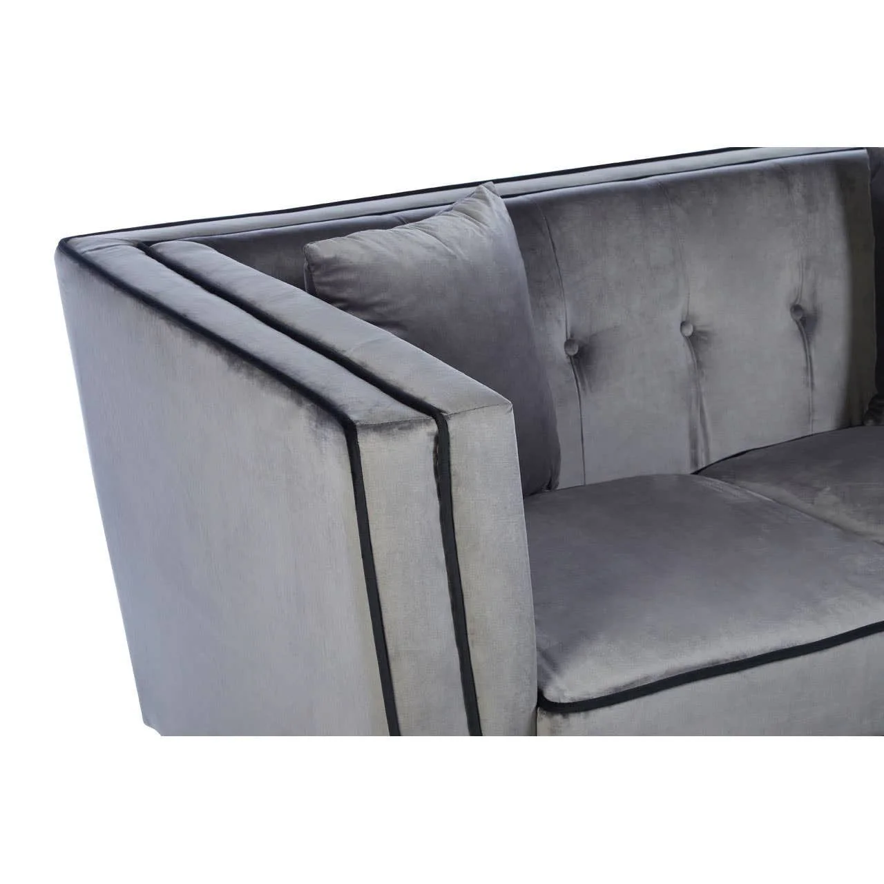 Ferris 3 Seat Grey Velvet Sofa - Image 5