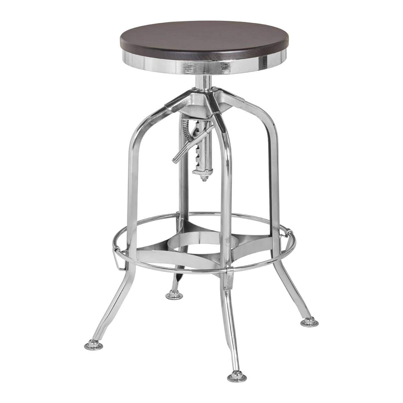 Gator Ash Wood Silver Chromed Metal Stool - Image 2