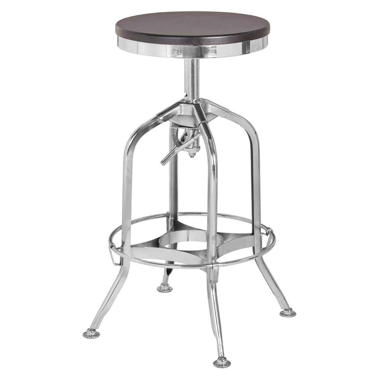 Gator Ash Wood Silver Chromed Metal Stool - Image 3