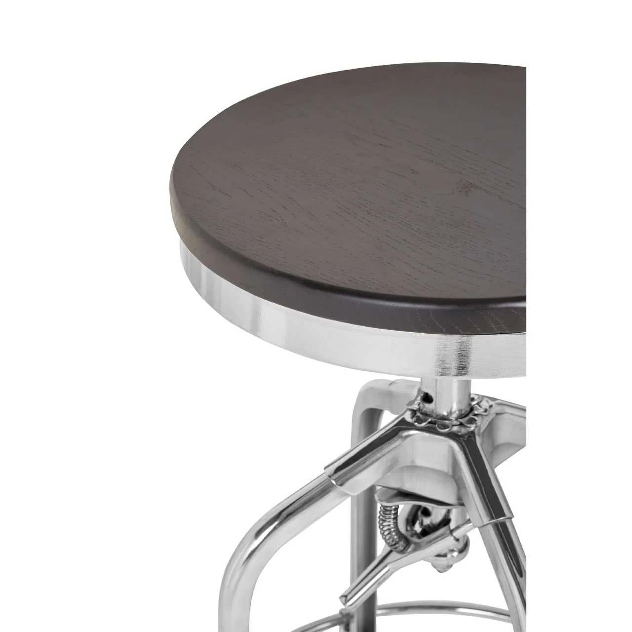 Gator Ash Wood Silver Chromed Metal Stool - Image 4