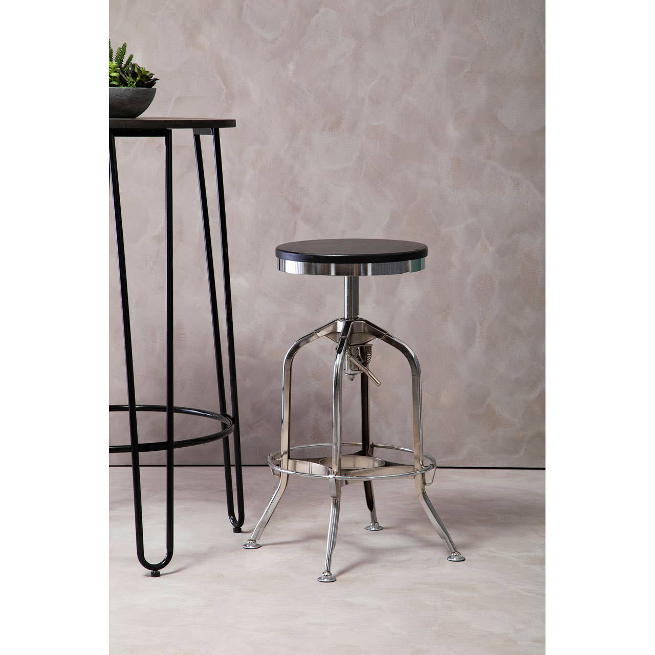 Gator Ash Wood Silver Chromed Metal Stool - Image 7