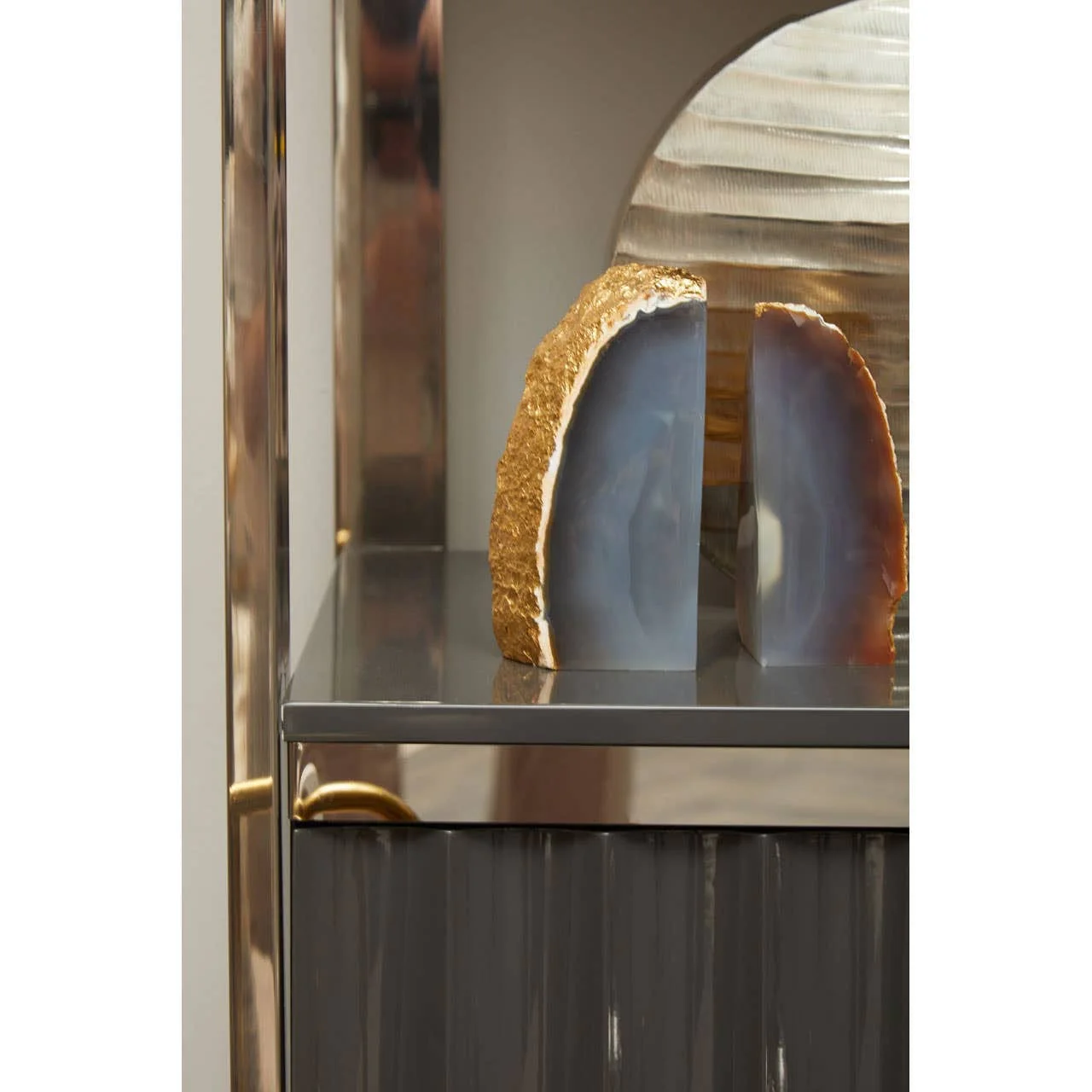 Genoa Grey and Stainless Steel Shelf Unit - Image 8