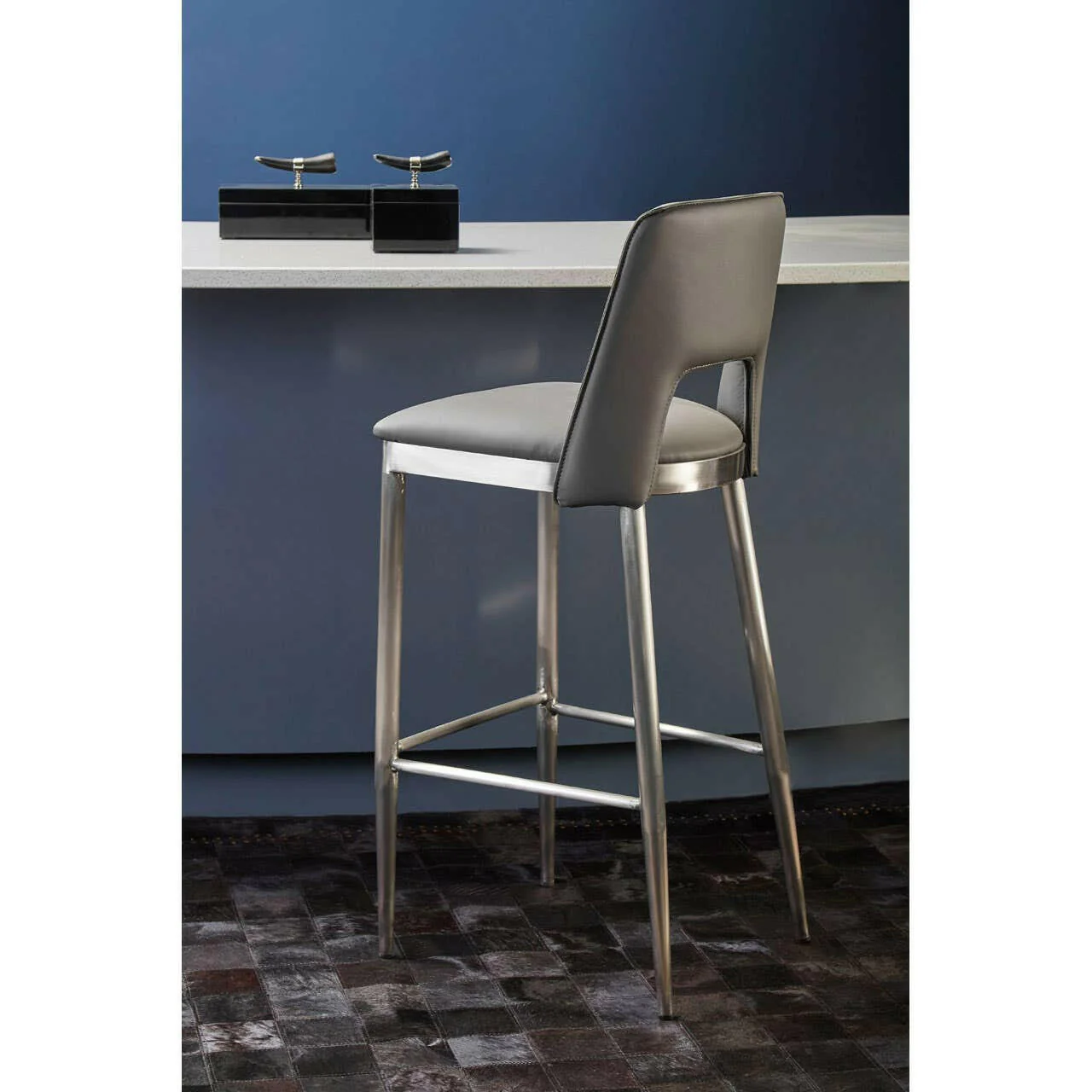 Gilden Grey Leather Effect Bar Chair - Image 5