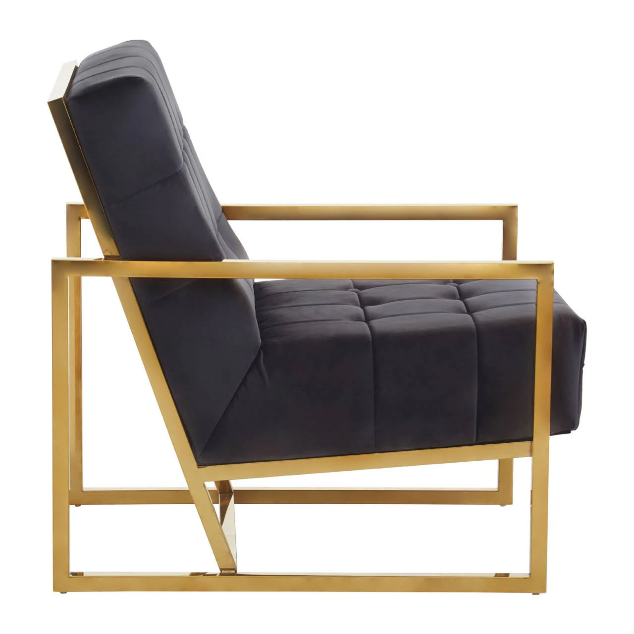 Hana Black Velvet Chair With Gold Frame - Image 3