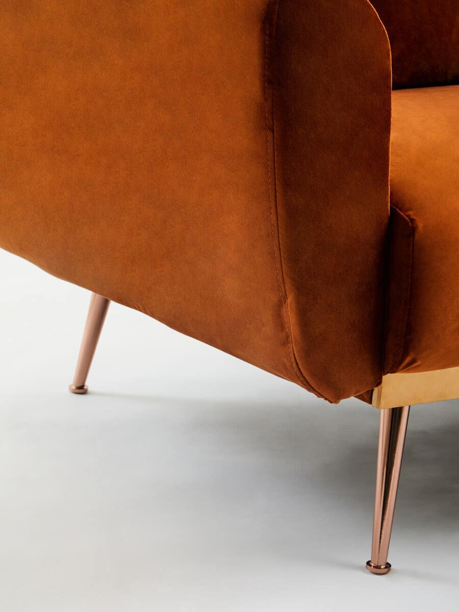 Hatton Burnt Orange Velvet Sofa Bed - Image 10