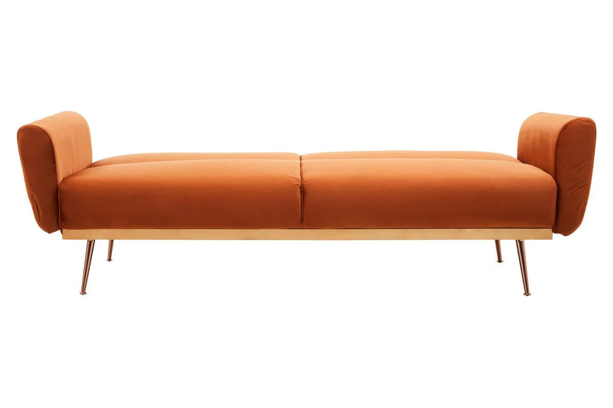 Hatton Burnt Orange Velvet Sofa Bed - Image 4