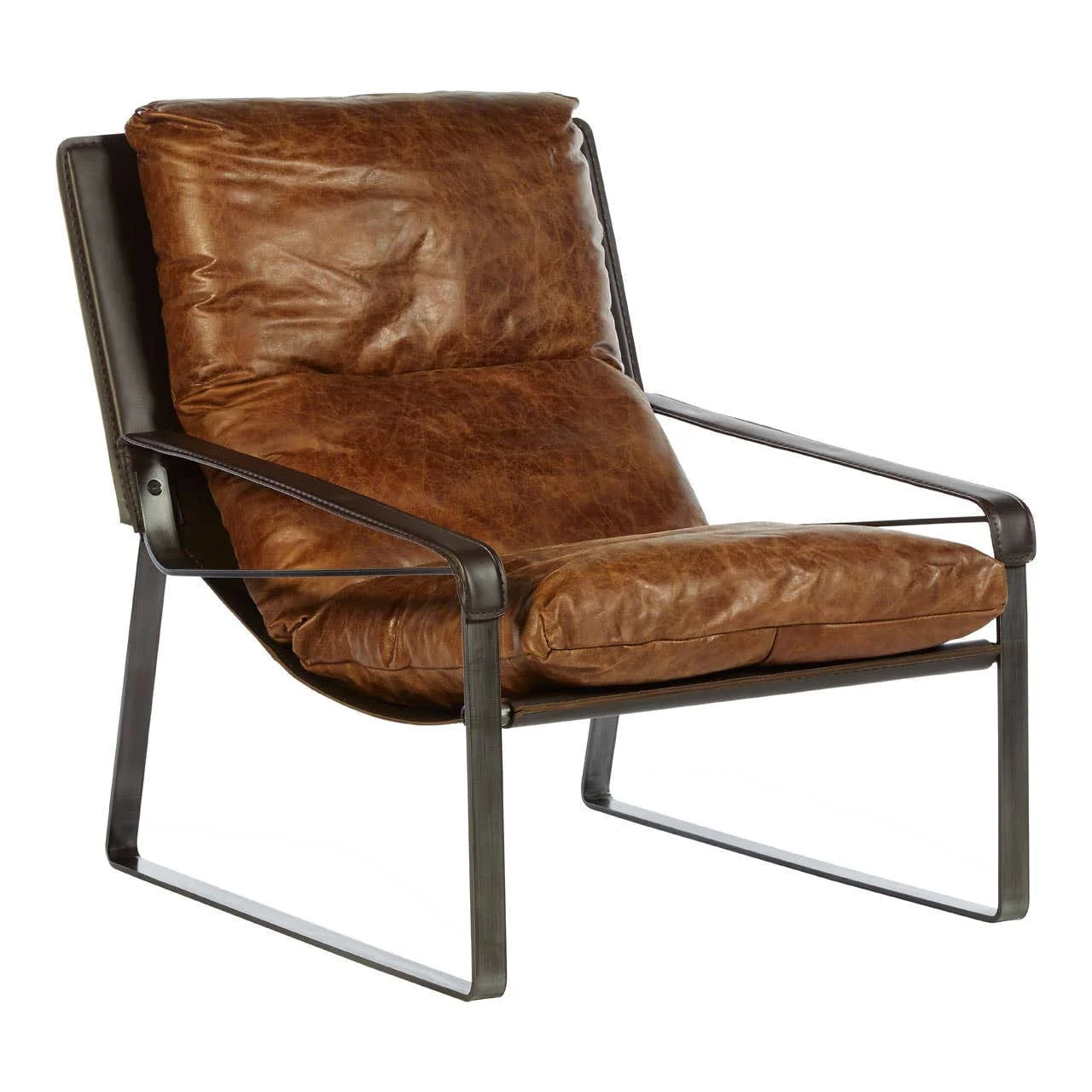 Hoxton Light Brown Leather Lounge Chair - Image 2