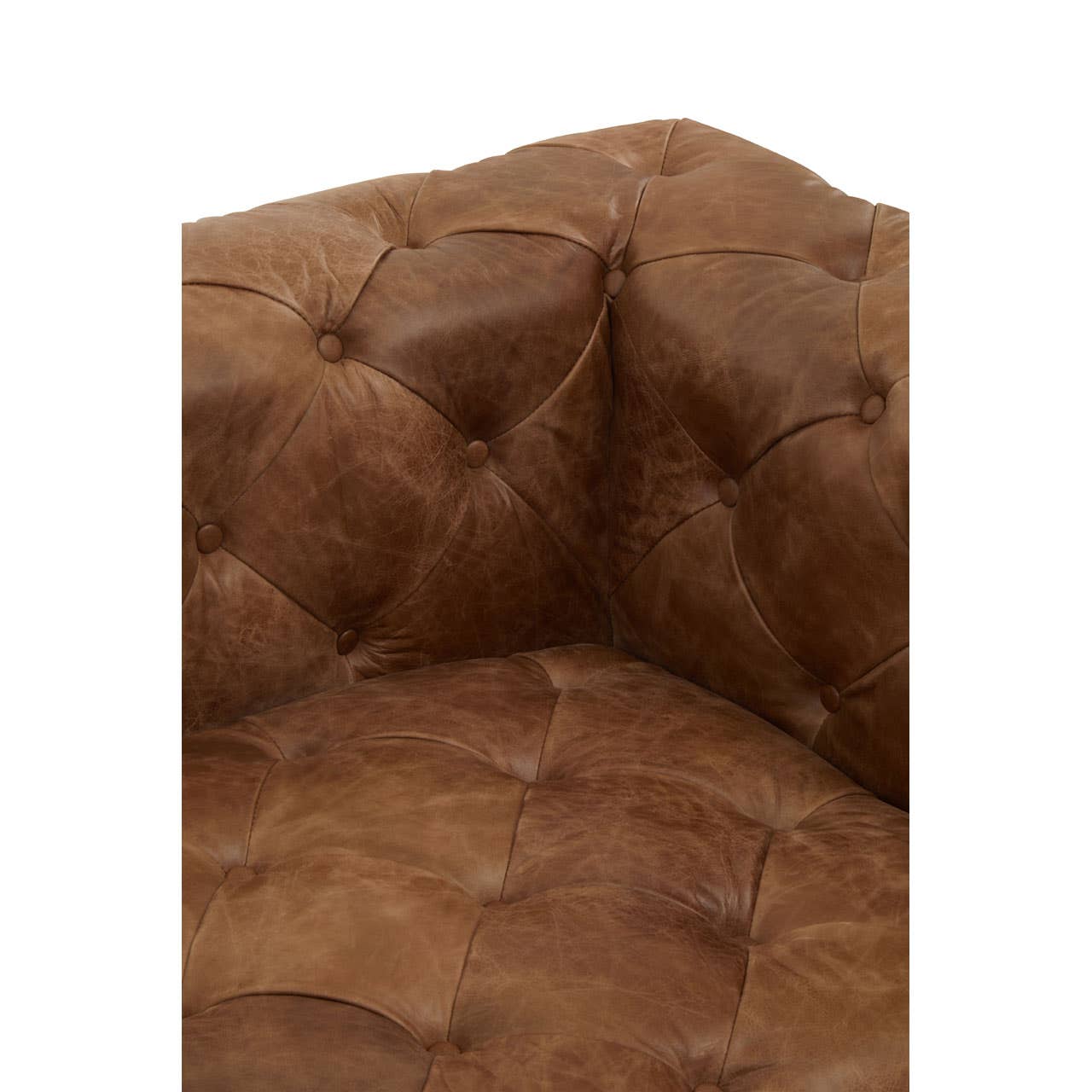 Hoxton Three Seat Tufted Leather Sofa - Image 9
