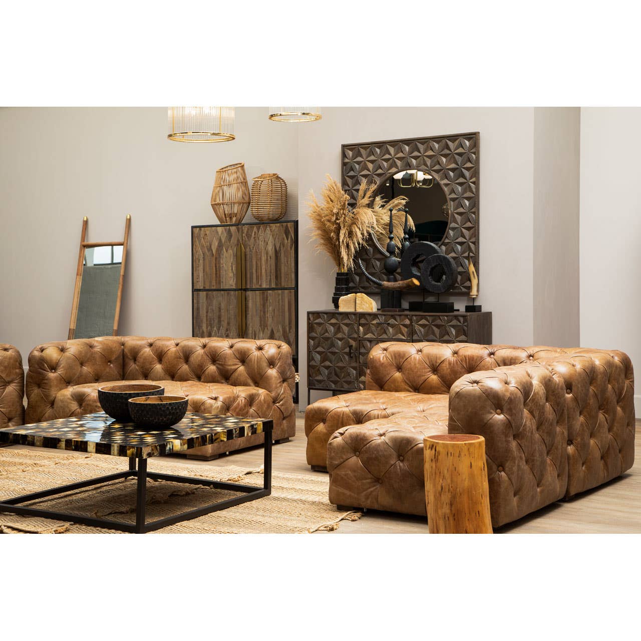 Hoxton Tufted Leather Left Arm Sofa - Image 10