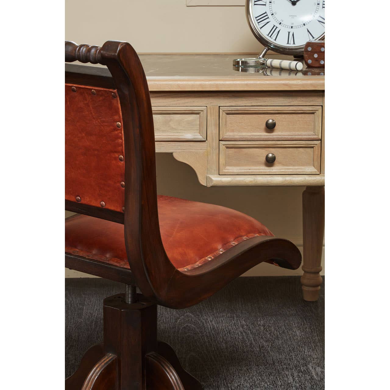 Inca Teak And Brown Swivel Chair - Image 10