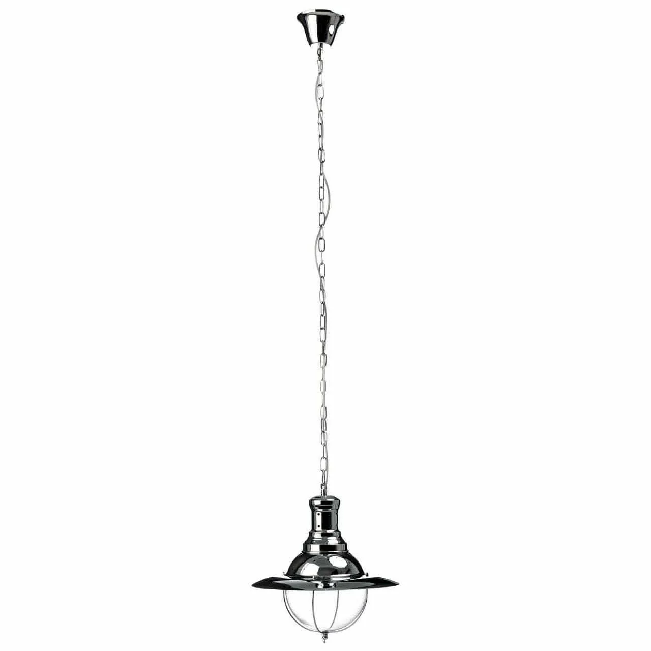 Industrial Chrome/Glass Pendant Light