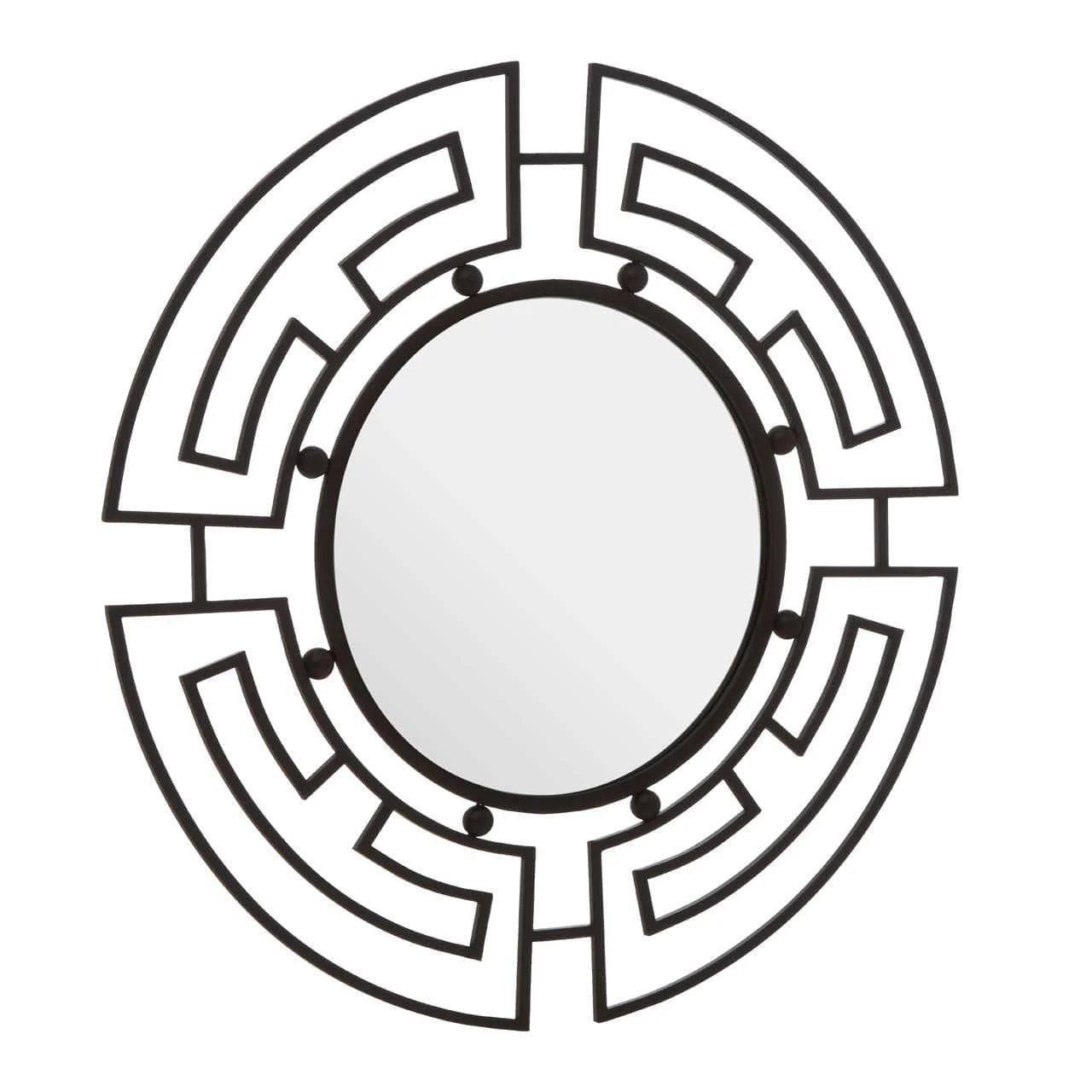 Jalal Black Metal Frame Round Wall Mirror - Image 2